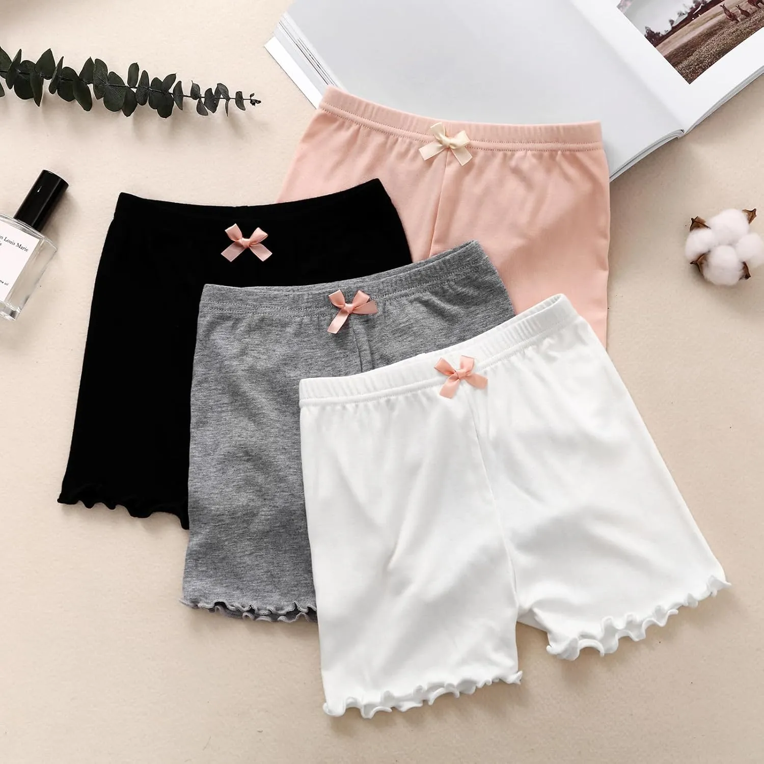 4 Pack Girls Cartwheel Shorts Toddler Girl Bike & Summer Breathable Comfy Under Dress Shorts