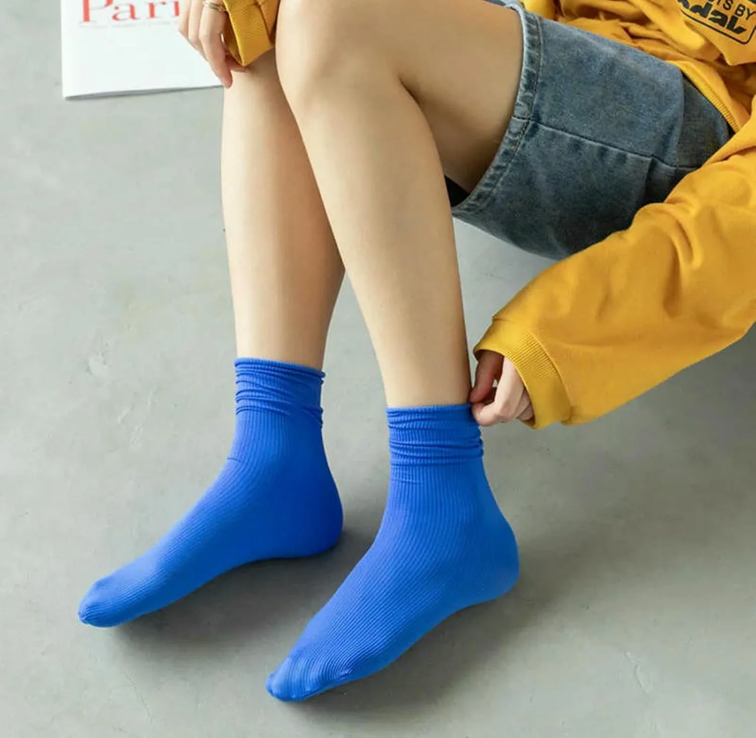 5 Pair Women Summer Soft Thin Solid Color Comfort Breathable Mid Tube Socks