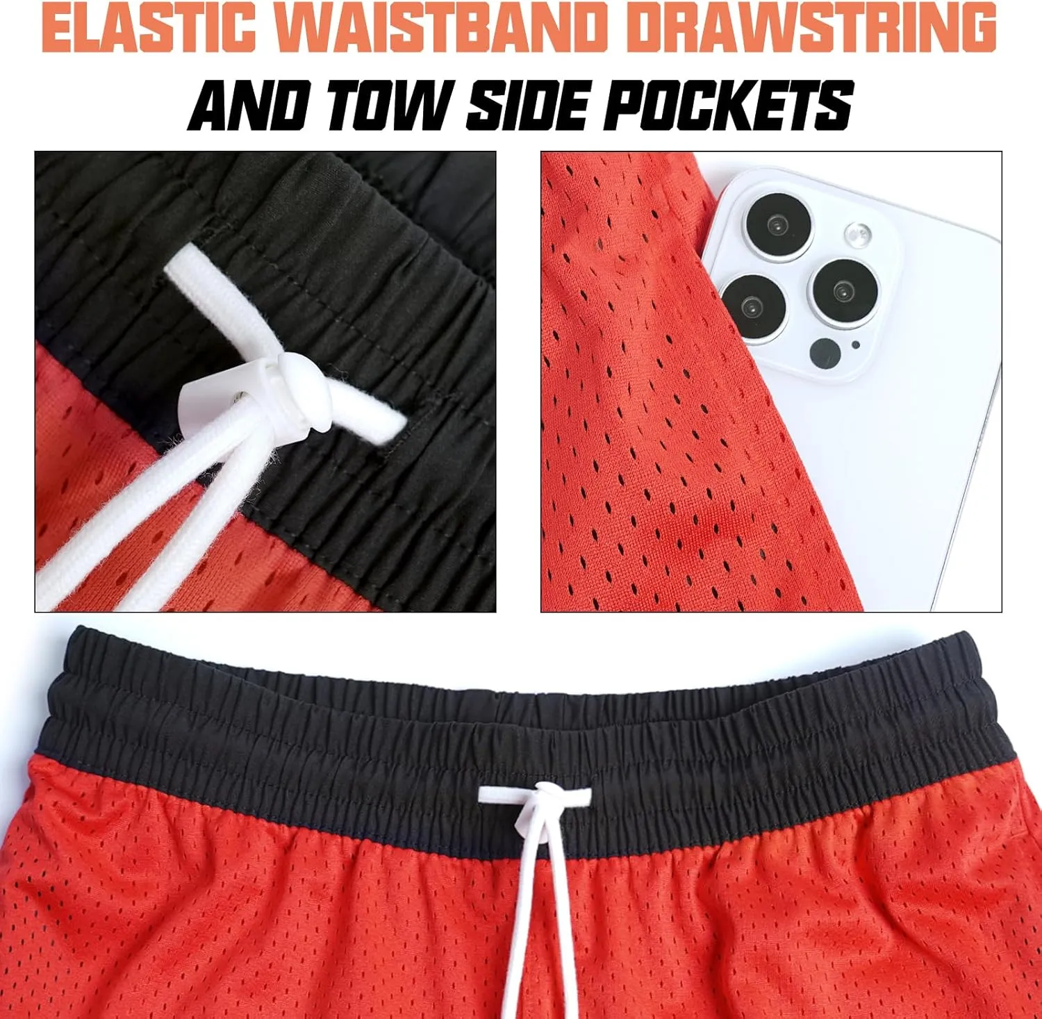 AIMPACT 7" Mens Mesh Shorts Athletic Basketball Shorts Double Layer Gym Workout Shorts with Pocket Drawstring Breathable
