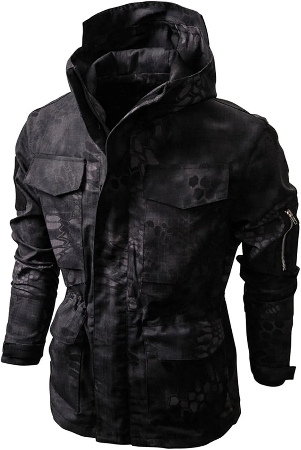 Cambkatl Men’s Military Soft Shell Tactical Jacket Camo Hooded Coat Outdoor Sports Hunting Army Waterproof Outerwear