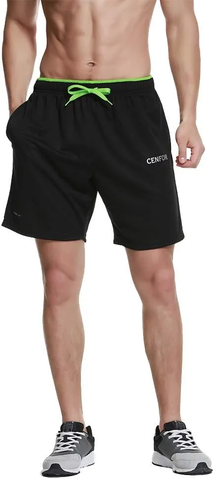 CENFOR Men's 7" Athletic Workout Shorts with Pockets Drawstring Quick Dry Breathable Active Training Shorts