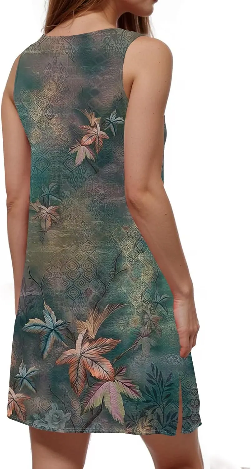 Coverup Summer Dresses for Women 2025 Eyelet Casual Loose Sleeveless Sundresses Tank Dresses with Pockets
