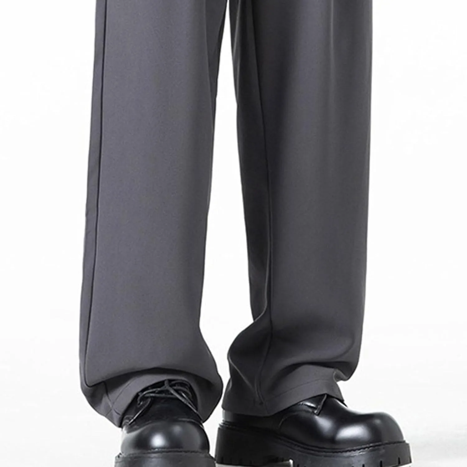 DGHM-JLMY Men's Pleated High Waist Straight Leg Pants Loose Fit Casual Pants Loose Wide Leg Suit Pant Trousers