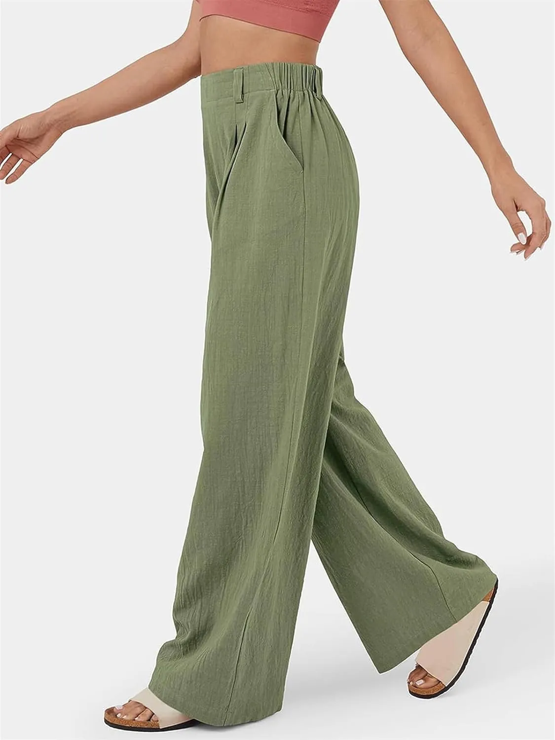 High Waisted Dress Pants for Women Casual Loose Wide Leg Pants Straight Leg Palazzo Pants with Pockets Long Trousers