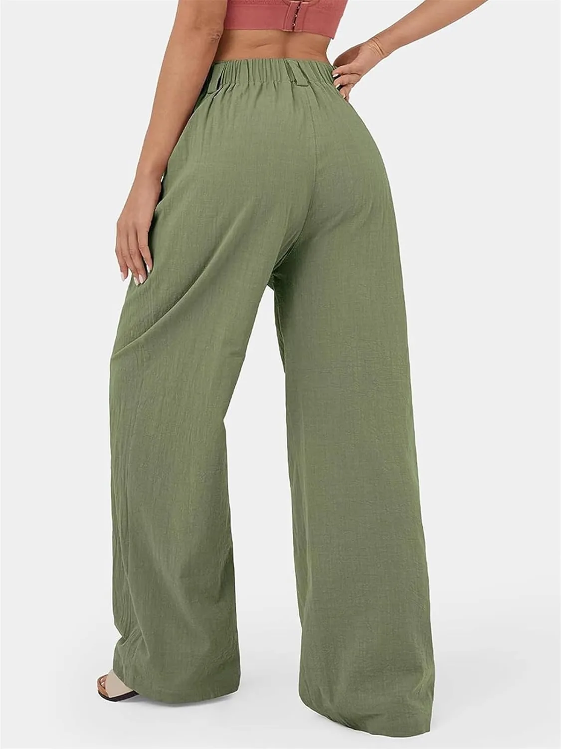 High Waisted Dress Pants for Women Casual Loose Wide Leg Pants Straight Leg Palazzo Pants with Pockets Long Trousers