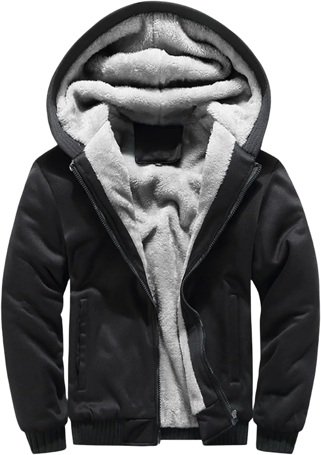 Jackets for Men Fleece Sherpa Lined Warm Jacket Heavyweight Winter Sweatshirt Zip Up Hoodie Comfy Wool Warm Thick Coats