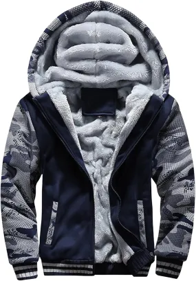 Jackets for Men Fleece Sherpa Lined Warm Jacket Heavyweight Winter Sweatshirt Zip Up Hoodie Comfy Wool Warm Thick Coats