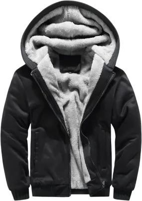 Jackets for Men Fleece Sherpa Lined Warm Jacket Heavyweight Winter Sweatshirt Zip Up Hoodie Comfy Wool Warm Thick Coats