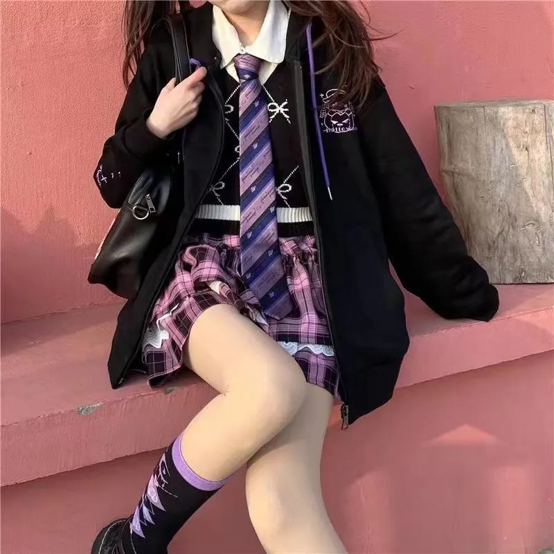Japanese Soft Girl Style Black Coat