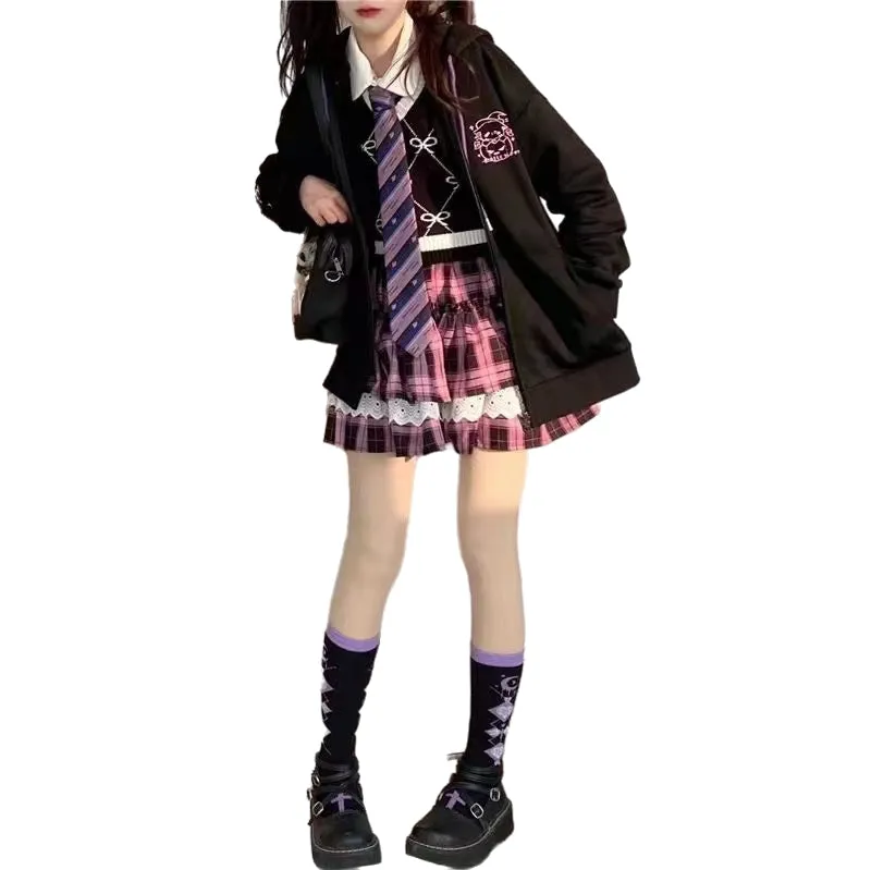 Japanese Soft Girl Style Black Coat