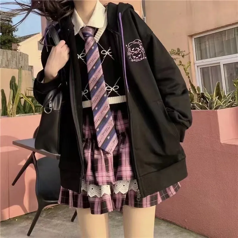 Japanese Soft Girl Style Black Coat