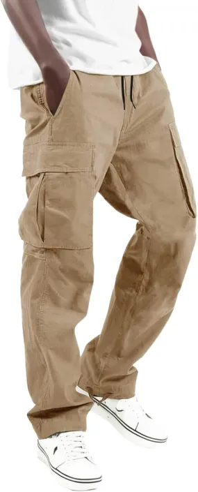 Mens Cargo Pants Casual Joggers Athletic Pants Cotton Loose Straight Sweatpants
