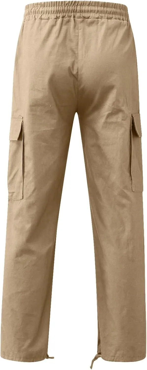 Mens Cargo Pants Casual Joggers Athletic Pants Cotton Loose Straight Sweatpants