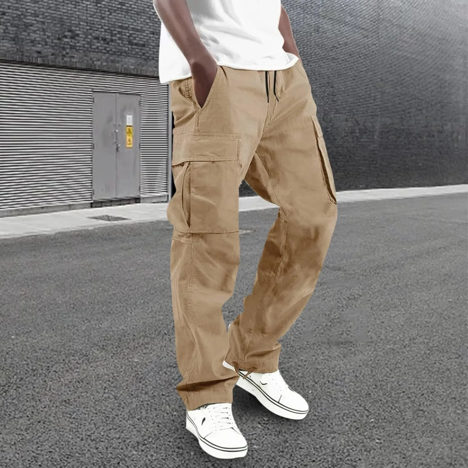 Mens Cargo Pants Casual Joggers Athletic Pants Cotton Loose Straight Sweatpants
