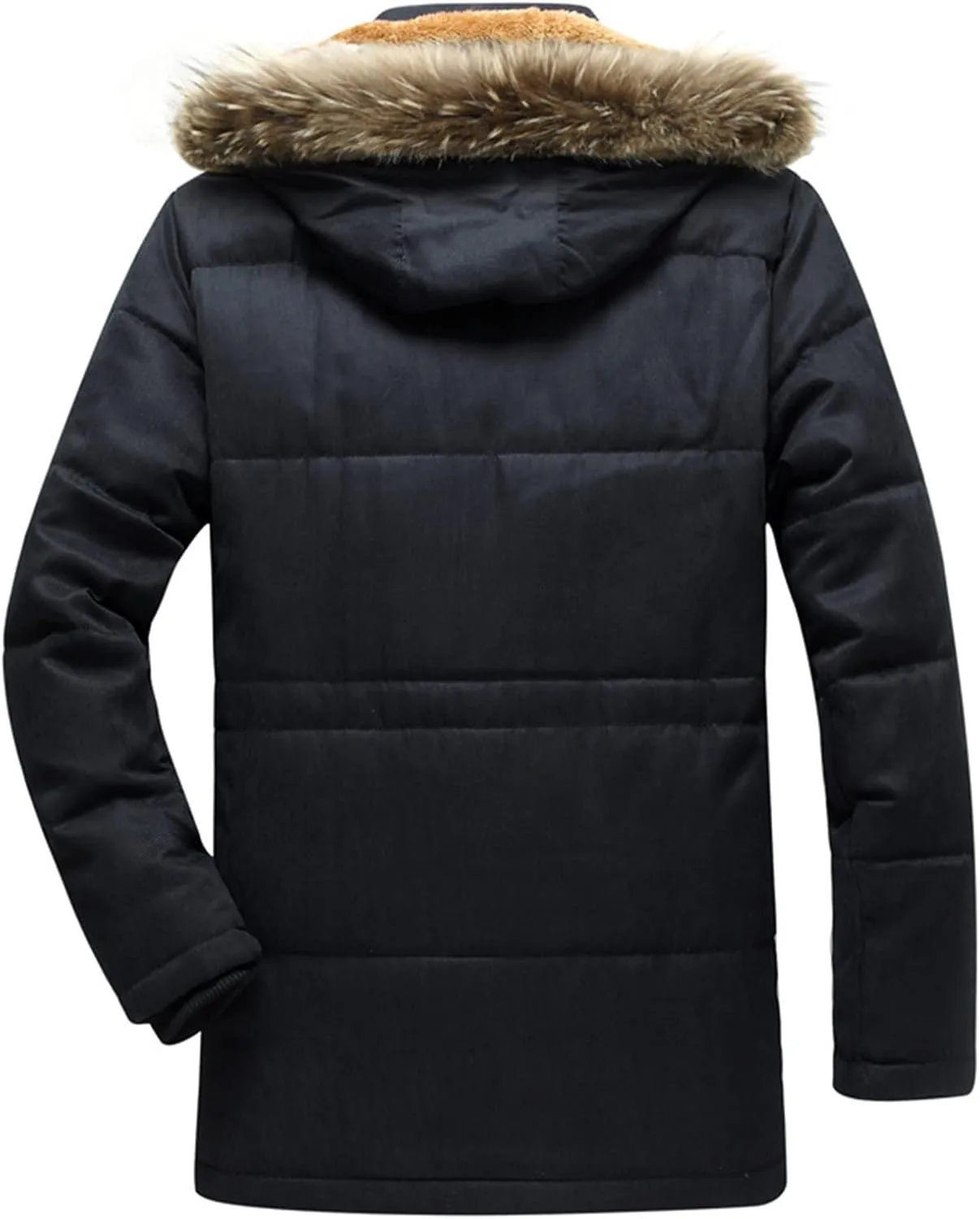 Mens Heavyweight Hooded Parka Jacket Big and Tall Full Zip Warm Military Jacket Fleece Lined Cotton Jacket Warm Coat