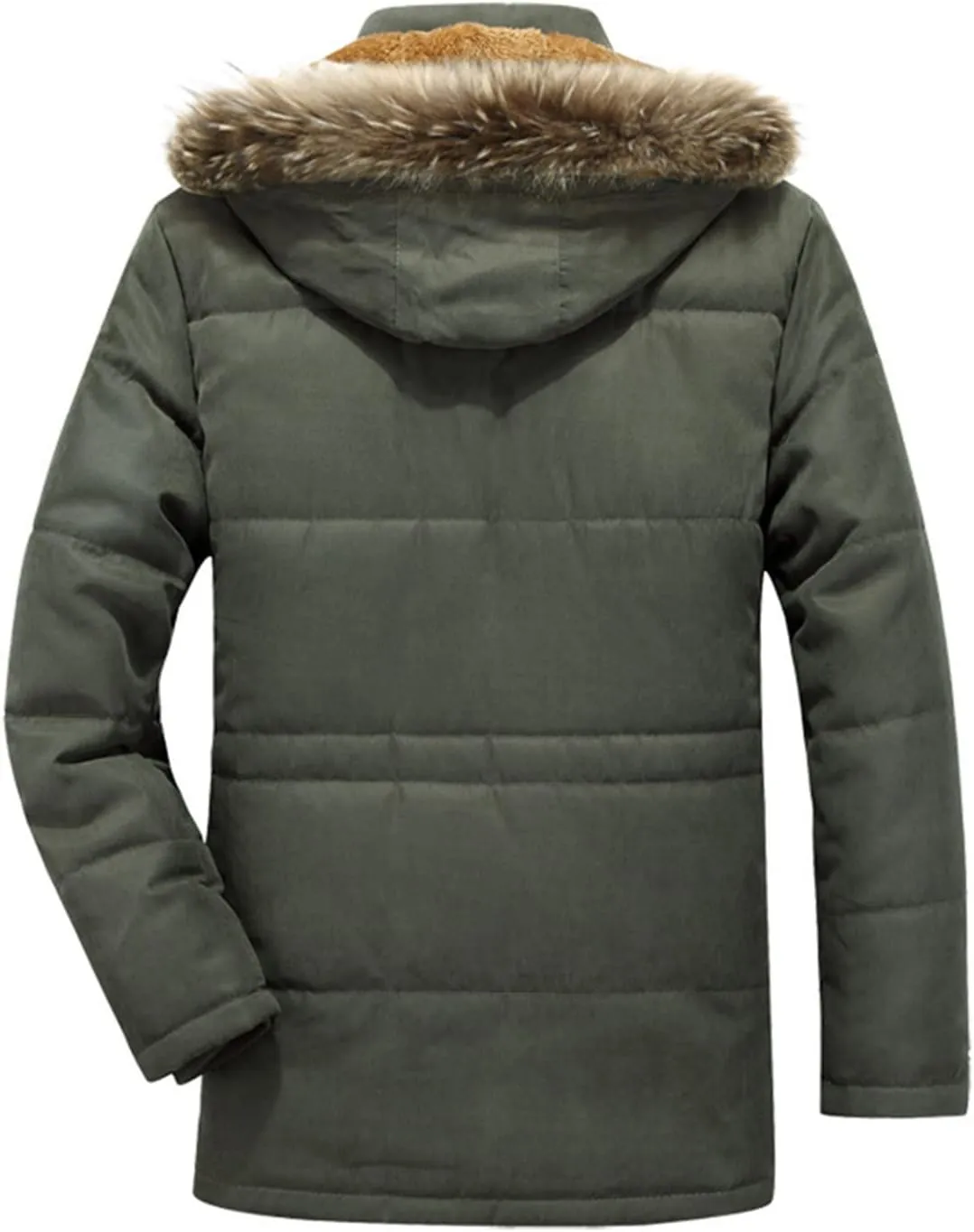 Mens Heavyweight Hooded Parka Jacket Big and Tall Full Zip Warm Military Jacket Fleece Lined Cotton Jacket Warm Coat