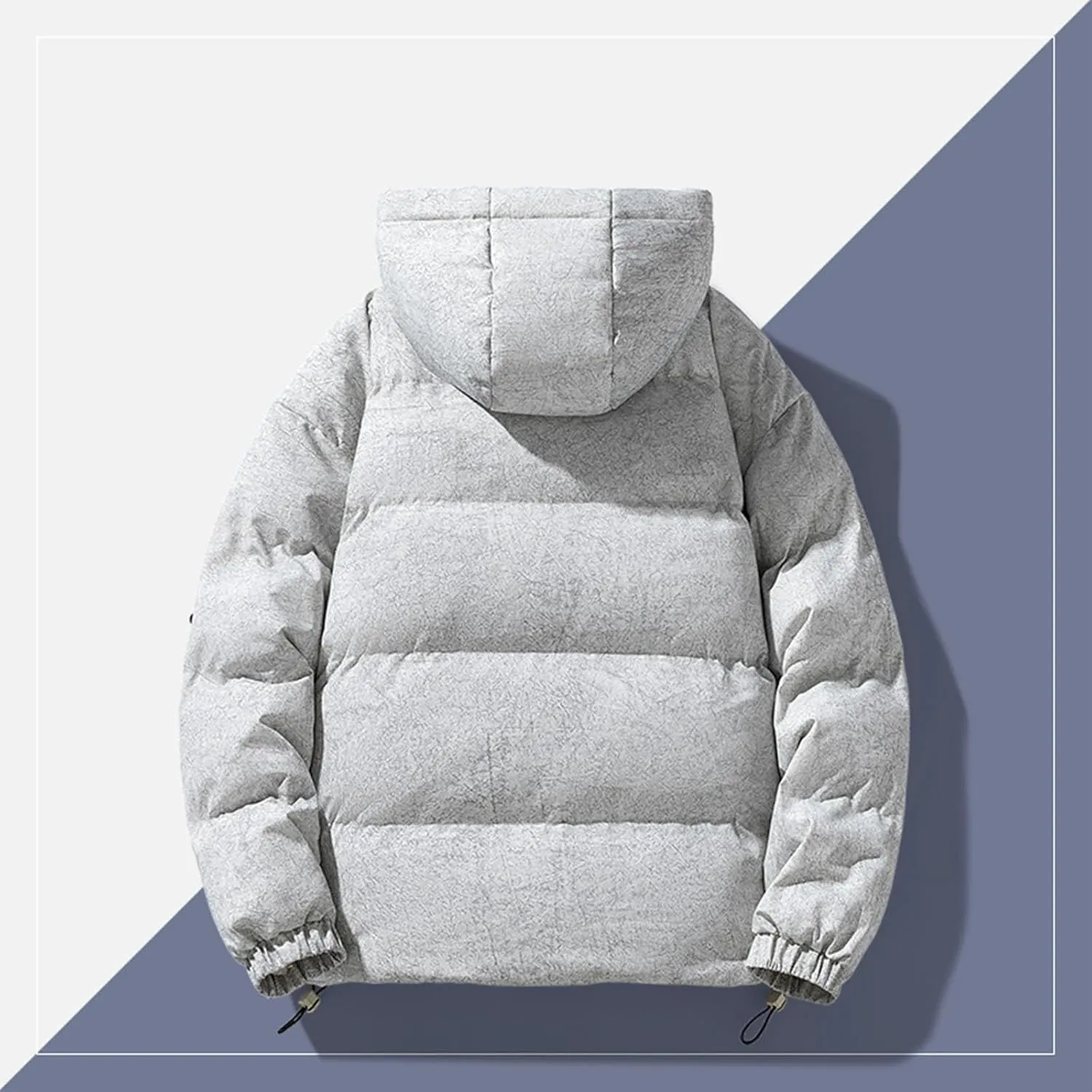 Mens Puffer Jacket Lightweight Detachable Hood Puffy Winter Down Jacket Warm Quilted Insulated Warm Outwear Coats