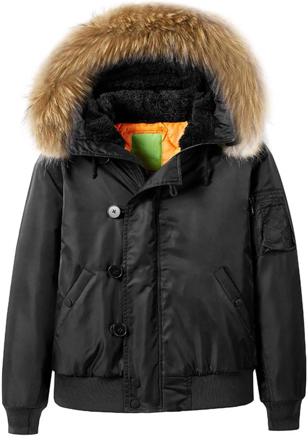 Mens Soft Lightweight Puffer Down Jackets Detachable Hood Water Resistant Winter Coat Hooded Insulated for Travel Ski