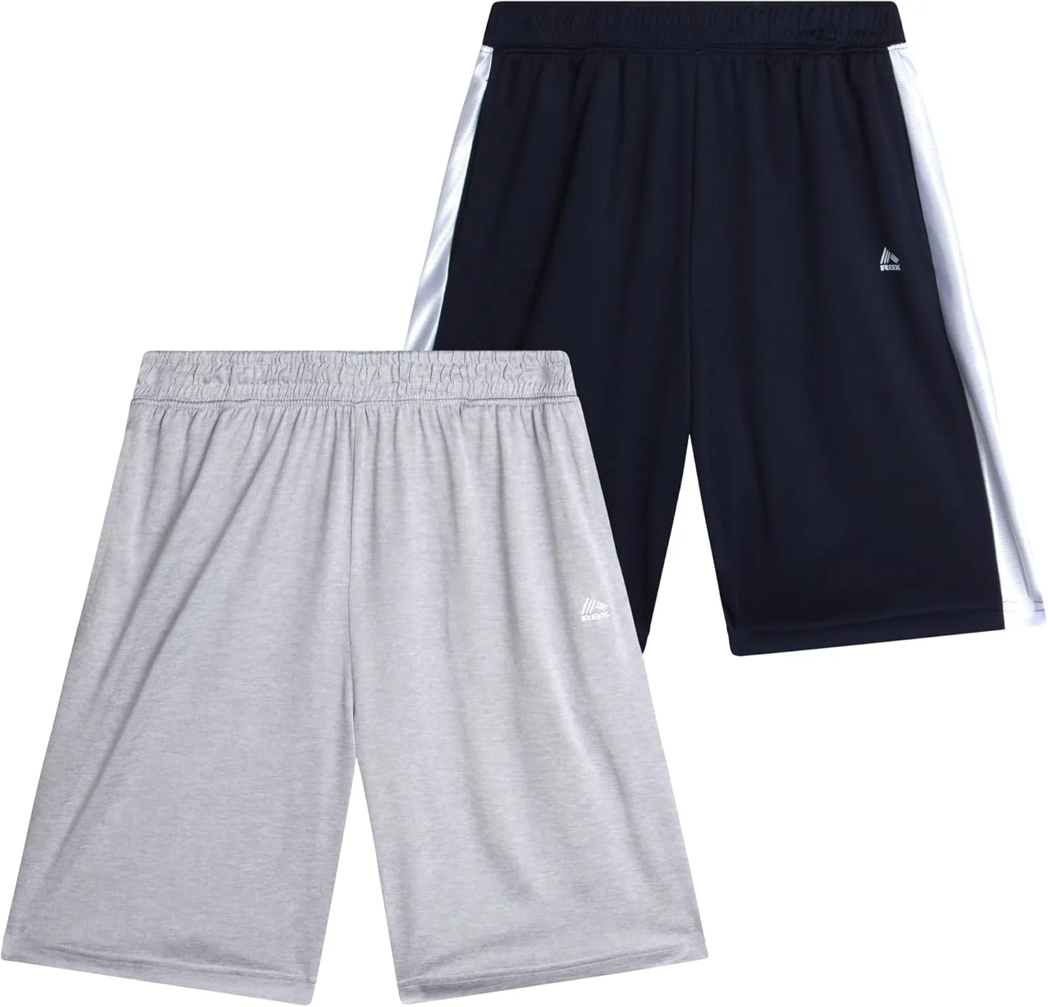 RBX Boys' Athletic Shorts - 2 Pack Breathable Poly Fleece Performance Shorts with Pockets - Active Shorts for Boys