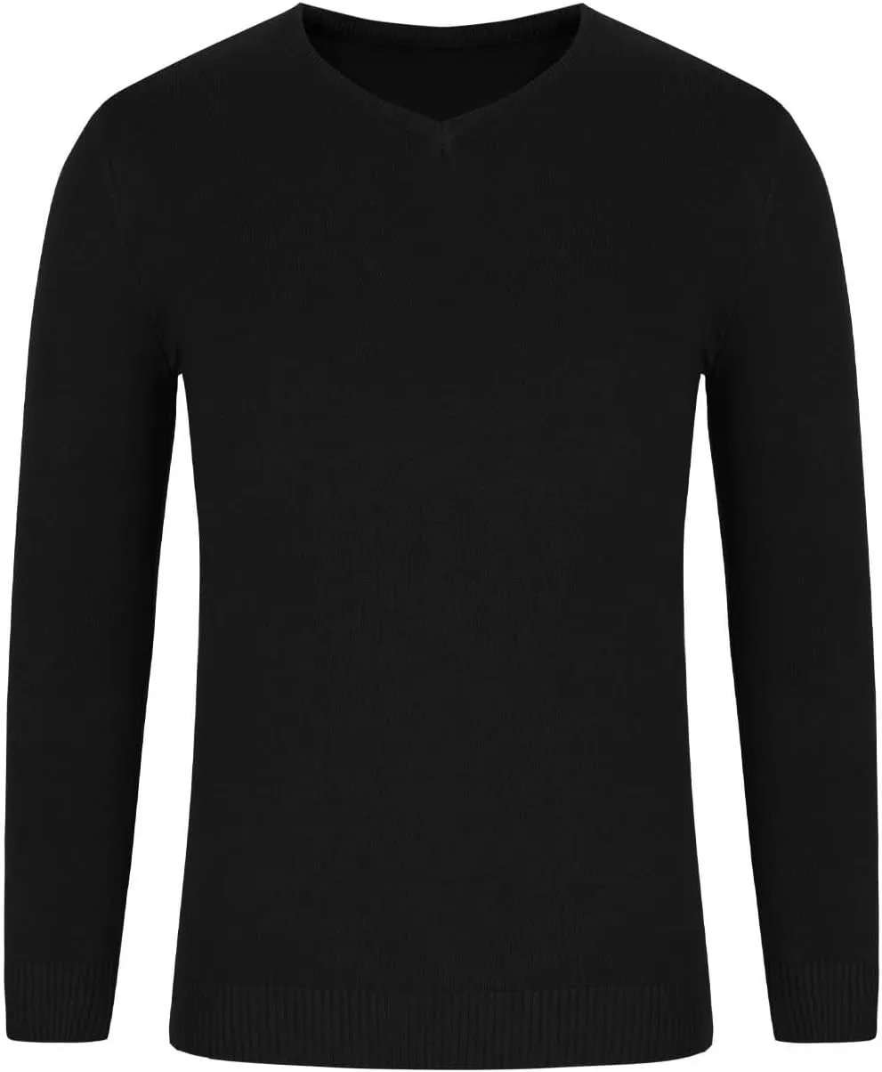 Soft Cozy Sweaters for Men V Neck Long Sleeve Pullover Sweater Slim Fit Dress Sweater Lightweight Knitted Sweaters