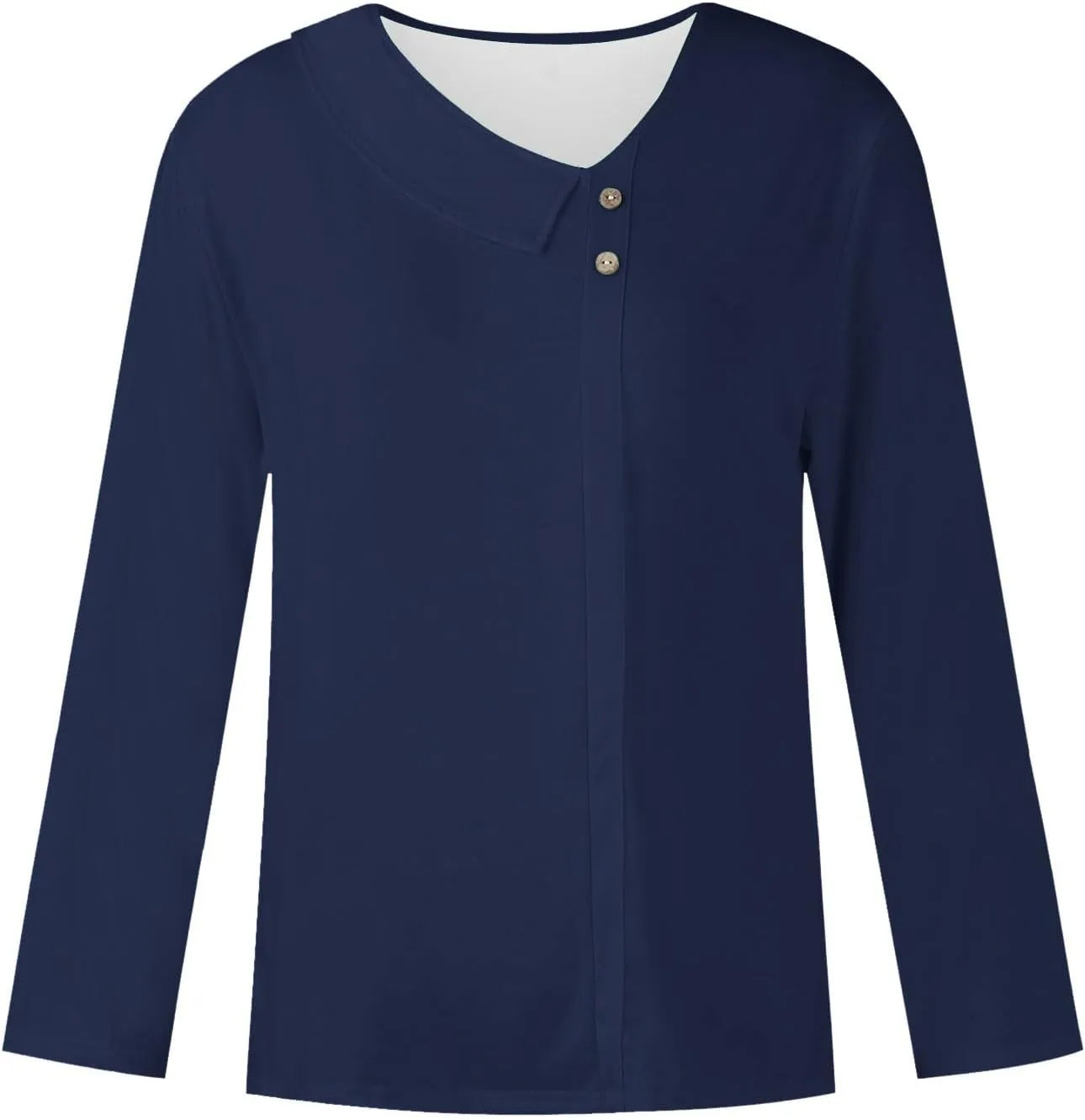 Spring Tops for Women Elegant Cozy Asymmetric Collared V Neck Blouses Dressy Work Casual Solid Color 3/4 Sleeve Shirt