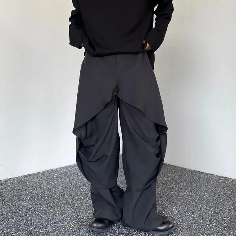 Straight Two-layer Loose Pleated Pants