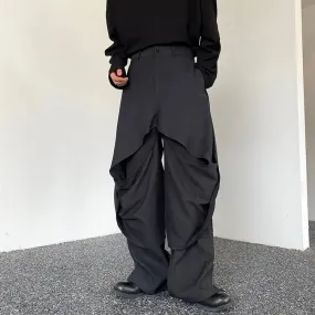 Straight Two-layer Loose Pleated Pants