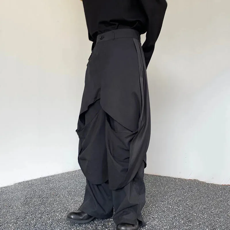 Straight Two-layer Loose Pleated Pants