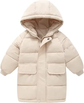Toddler Heavyweight Puffer Jacket Boys Girls Winter Coat Windproof Warm Long Down Jacket Kids Warm Padded Outwear