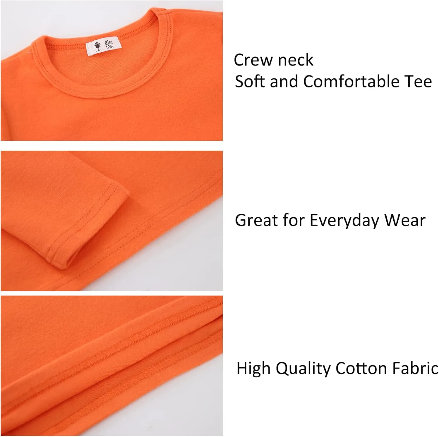 Toddlers Long Sleeve T-Shirt Soft Cotton Top Tees for Girls and Boys 1-Pack