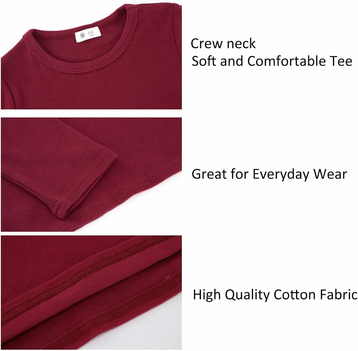 Toddlers Long Sleeve T-Shirt Soft Cotton Top Tees for Girls and Boys 1-Pack