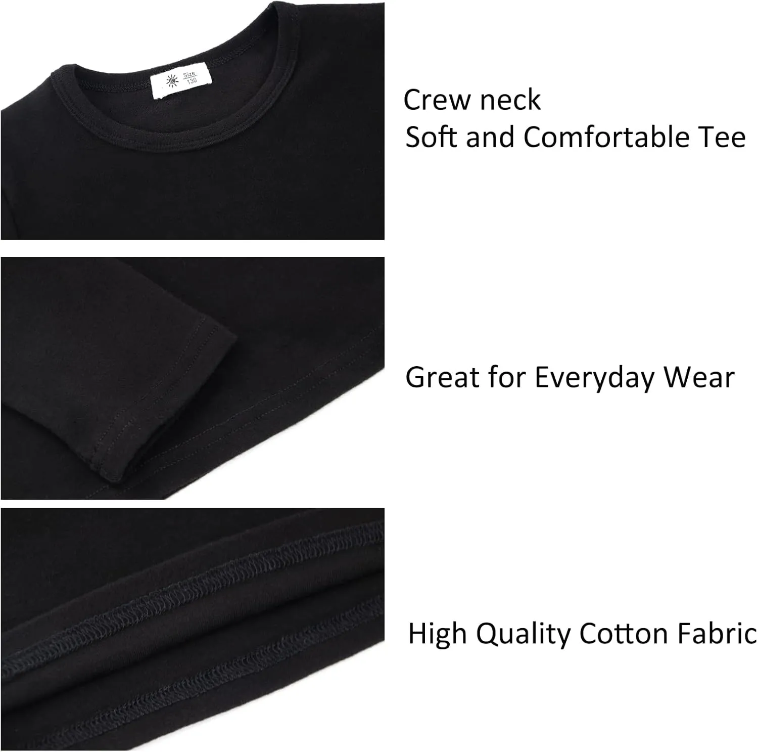 Toddlers Long Sleeve T-Shirt Soft Cotton Top Tees for Girls and Boys 1-Pack