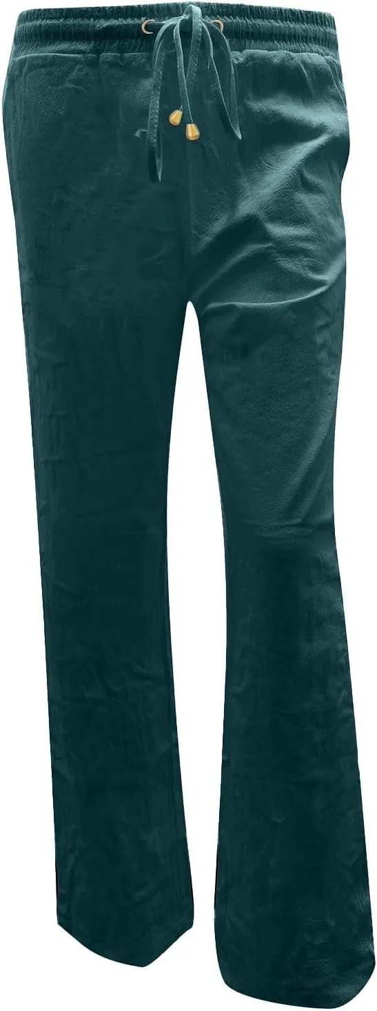Women Trouser Pants Straight Leg Plus Size Wide Leg Stretch Pants Loose Lounge Pants Cotton Linen Trendy Sweatpant