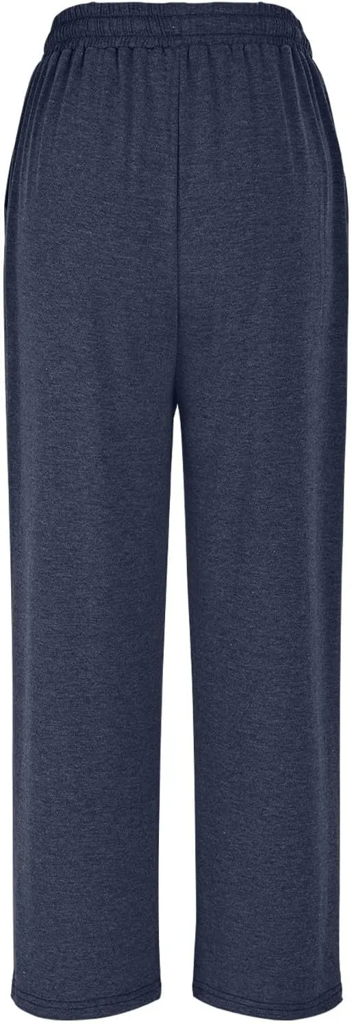 Women's Wide Leg Sweatpants Running Yoga Joggers Pants Loose Comfort Workout Capris with Pocket Baggy Crop