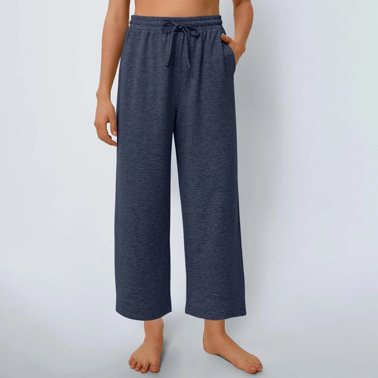 Women's Wide Leg Sweatpants Running Yoga Joggers Pants Loose Comfort Workout Capris with Pocket Baggy Crop