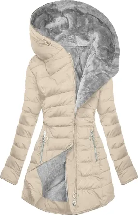 Womens Winter Coats Fleece Lined Thicken Puffer Jacket with Hood Zipper Pockets Long Warm Soft 2024 Trendy Overcoat