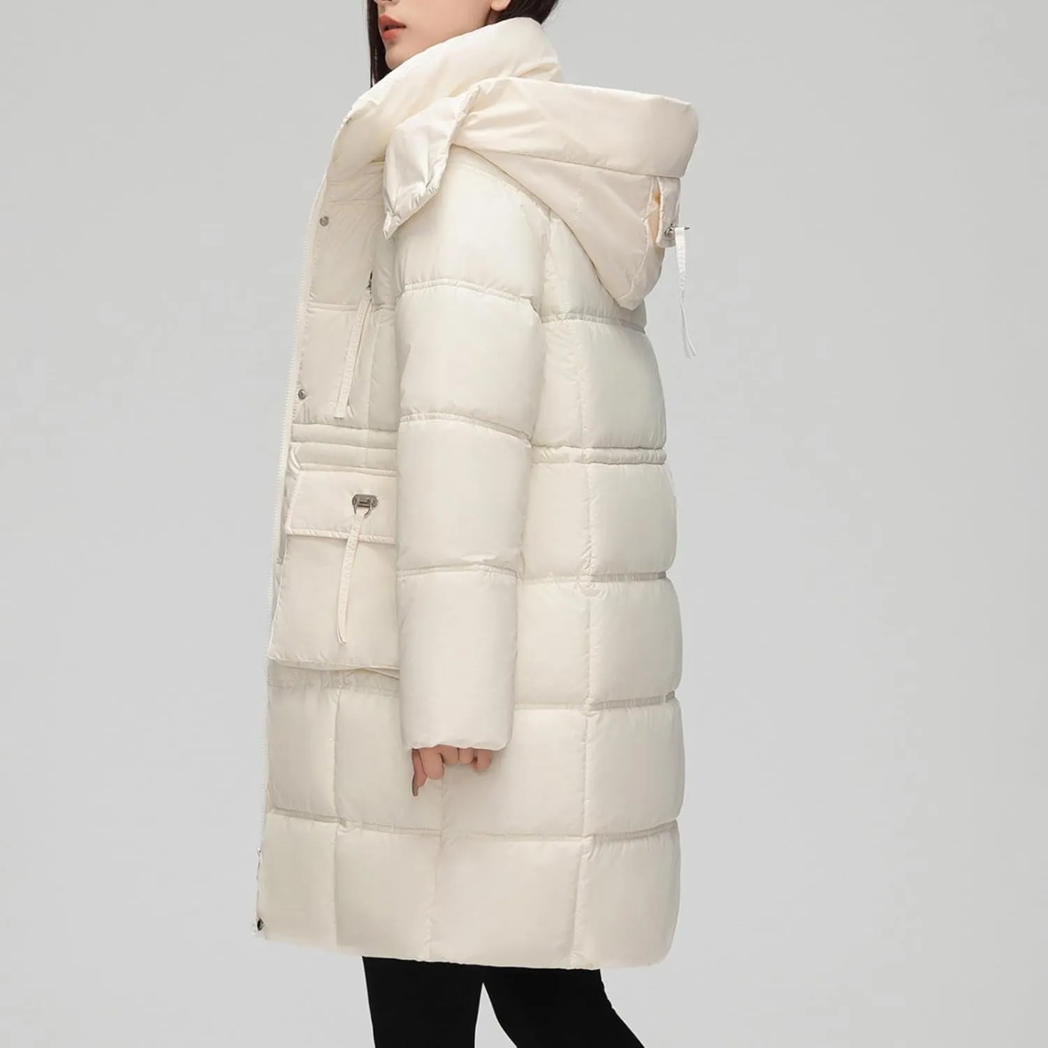 XUNRYAN Winter Down Coats for Women Warm Puffer Jackets Hooded Thicken Warm Parka Anorak Windbreaker Ski Overcoat Pockets